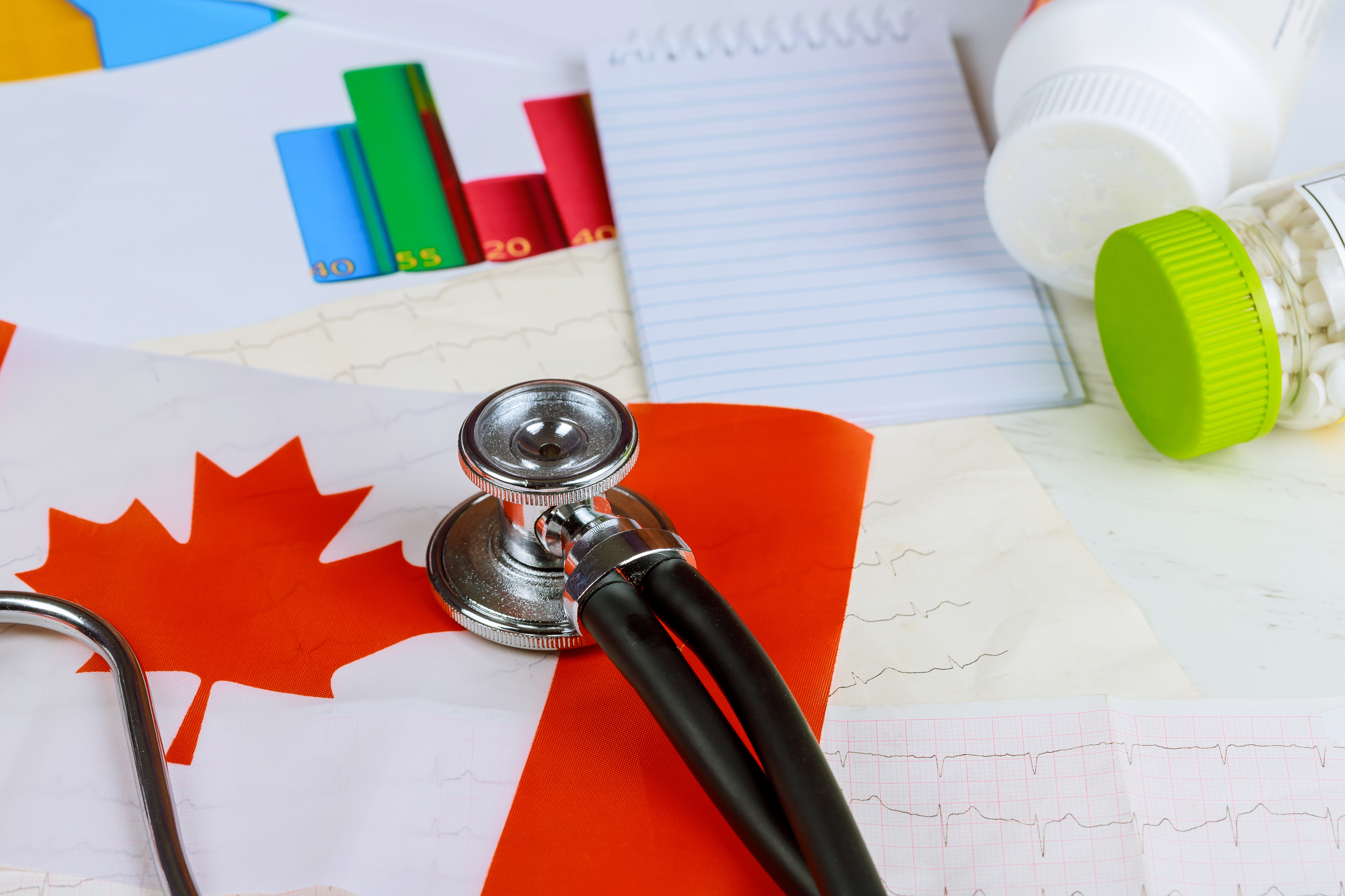 National Canadian flag on stethoscope conceptual series Canada