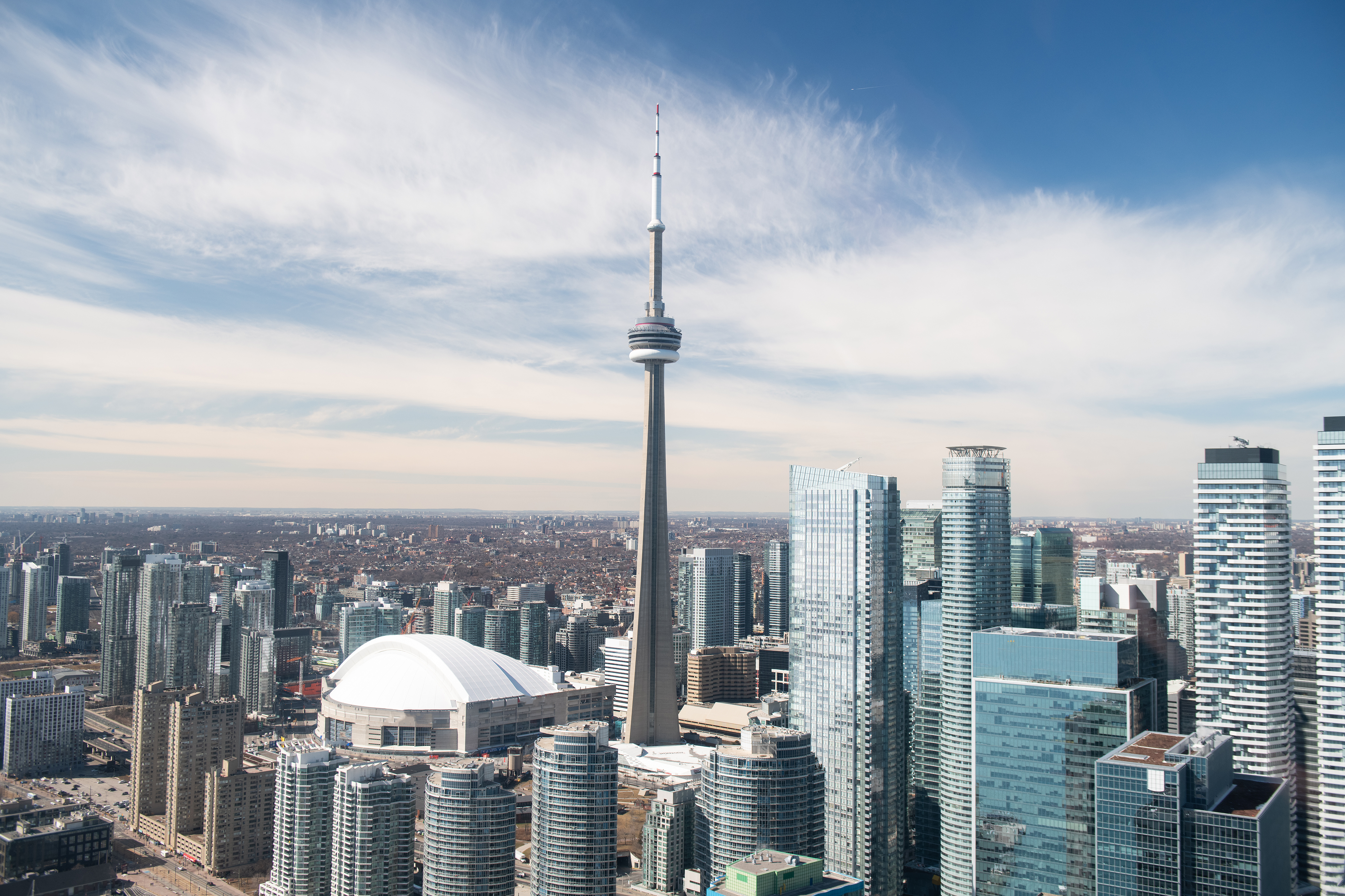 Aerial view of Toronto city skyline, Canada